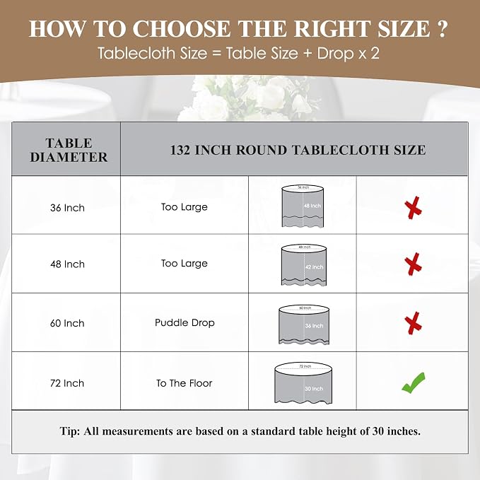 8 Pack Black Round Tablecloths 132 Inch for Dining Tables | Washable Decorative Linen Polyester Table Cover for Banquets Buffets Parties and Weddings - Image 2