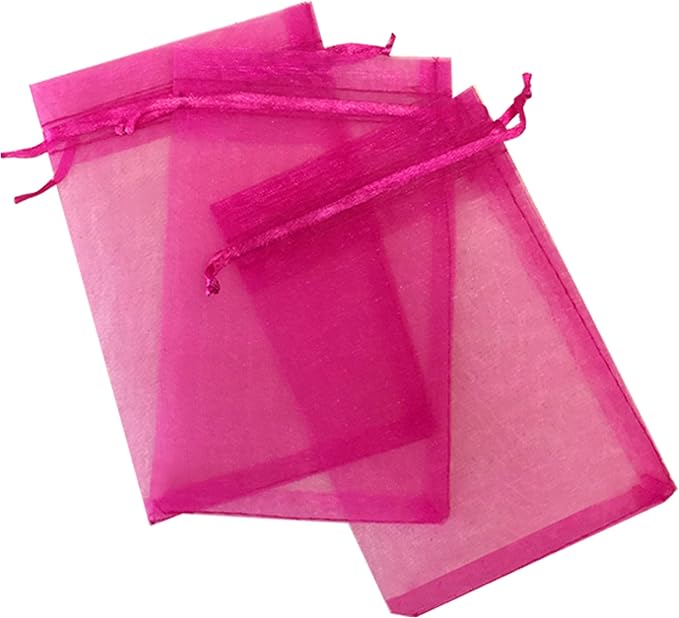 Fuchsia Sheer Drawstring Organza Bags - 300 Pcs Jewelry Pouches for Wedding Party Favors and Candy Bags by Kyezi+Design+and+Craft