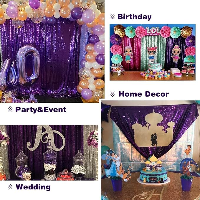 Eternal Beauty Purple 3mm Sequin Backdrop 20x10 Ft for Wedding - Image 9