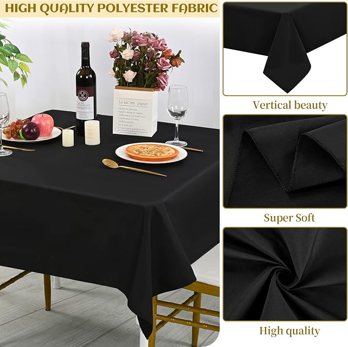 fani 8 Pack Black Square Tablecloth 52 x 52 Inch, Polyester Fabric | Table Cloth for Square Tables, Stain Wrinkle Resistant Washable, TableCovers for Wedding Party Banquet Dining Tables - Image 3