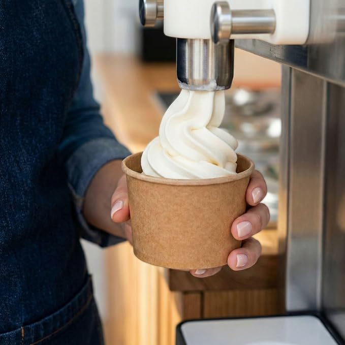 Coppetta 4 Ounce Dessert Cups, 50 Disposable Ice Cream Cups - Lids Sold Separately, Heavy-Duty, Kraft Paper Frozen Yogurt Bowls, For Hot And Cold Foods, Perfect For Gelato Or Mousse - Restaurantware - Image 5