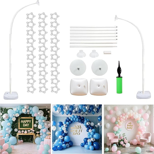 Balloon Arch Kit Balloon Arch Stand With Base, 9Ft & 5.6Ft High Free Bending Half Arch Balloon Stand For Baby Shower Yard Decorations Wedding Birthday Party(No Balloons)