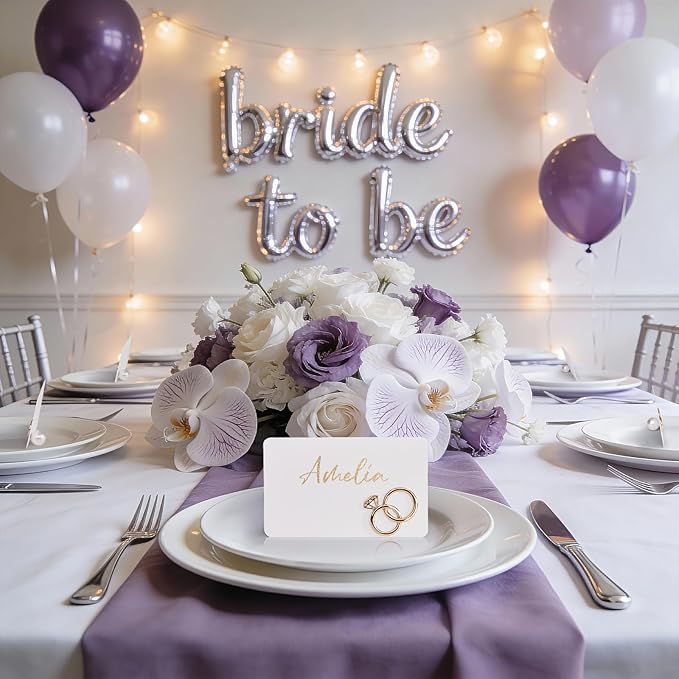 UNIQOOO 24Pcs Decorative Diamond Ring Place Card Holders Bulk, Matching Rings Name Card Holders, for Wedding Engagement Decor, Table Setting, Name Tag, Party Food Labels