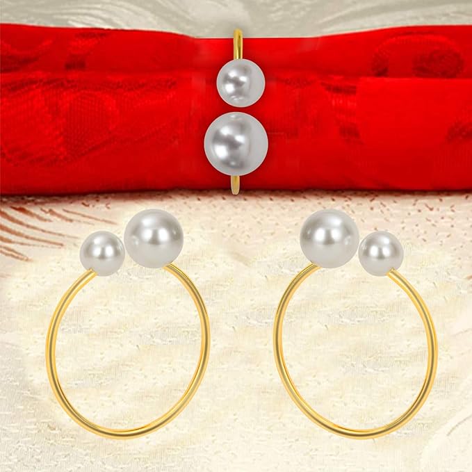 KPOSIYA Pearl Napkin Rings - Set of 100 Gold Napkin Holder Table Napkin Buckles for Dinning Table Setting Christmas Wedding Party Supplies (Gold 100)
