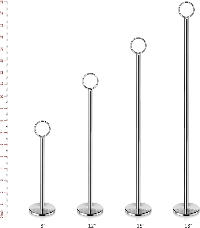 New Star Foodservice Ring-Clip Table Number Holder / Place Card Stand, 18 Inch, Silver, Set of 12 - Image 3