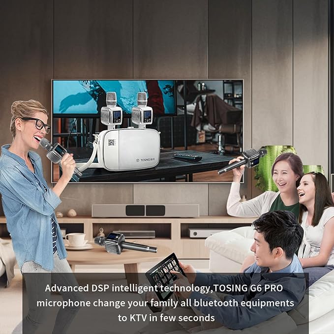 TOSING G6 Pro Karaoke Machine for Adults/Kids Singing Microphone,20W Bluetooth Speaker with LCD,Wireless Microphones for Party/Church//Phone/Tablets