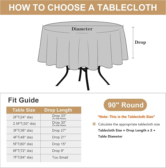 sancua Round Tablecloth 90 Inch Fit 30-72 Inch Tables, 8 Pack Navy Blue | Circle Polyester Fabric Table cloth for Wedding Party Reception Banquet Birthday, Washable Formal Covers - Image 7