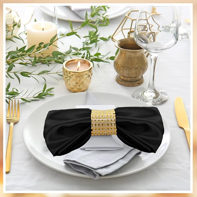 150 Pcs Satin Napkin Bulk 17 x 17 Inch Square Silk Table Napkin Soft Dinner Napkins Decor Elegant Satin Weddings Party Napkin for Wedding Parties Banquet Restaurant Decoration Supplies (Black) - Image 5