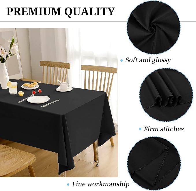 12 Pack Black Tablecloths for 6ft Tables-60 x 102 Inch | Polyester Table Cover, Stain and Wrinkle Resistant Washable Fabric Table Cloth, Perfect for Wedding Banquet Parties - Image 3