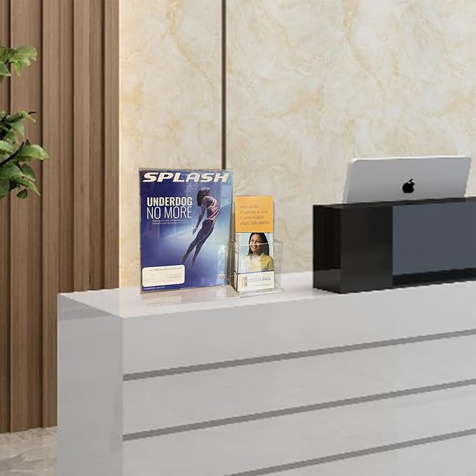 20 Pieces 8.5X11" Letter Size Promotional Sign Holder 4" Tri-fold Flyer Brochure Combo Counter Top Display Clear Acrylic Picture Frame Marketing Promotional Station 15884-NPF - Image 2
