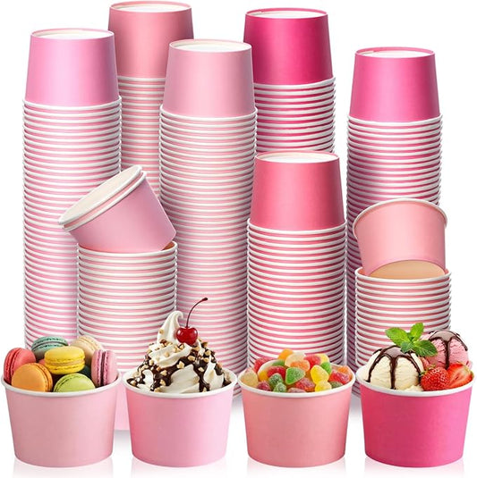 Nuenen 300 Pcs 8 oz Summer Ice Cream Paper Cups Bulk Disposable Dessert Cups Solid Color Paper Dessert Bowls for Snack Sundae Spring Party Favors Ice Cream Bar Supplies (Pink Gradient) by Nuenen