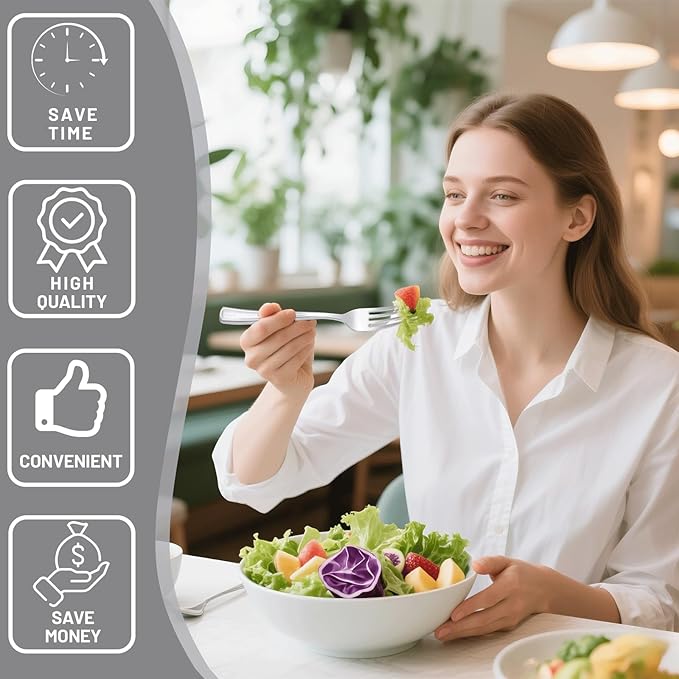 300Pieces Silver Plastic Silverware - Heavy Duty Disposable Utensils - Silver Plastic Cutlery Set Includes 100 Forks, 100 Spoons, 100 Knives for Dinner Parties Weddings