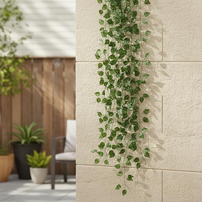 48 Pack 336 Feet Fake Greenery Hanging Garland, Artificial Ivy Leaf Plants, Vine Leaves, Flowers Foliage for Bedroom Garden Wall Decor - Image 4
