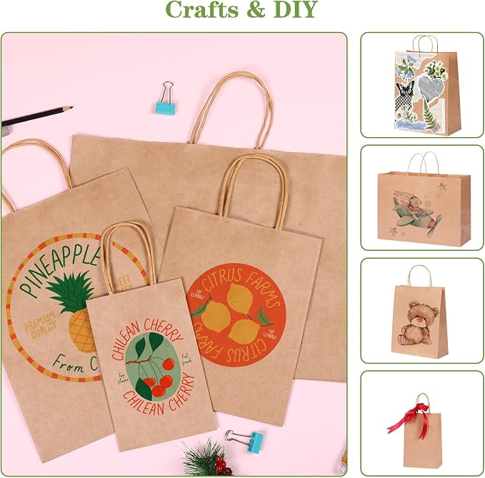 OUTUXED 40pcs Paper Bags with Handles Brown Kraft Paper Bags Assorted Sizes | Assorted Sizes (8/10/12.6/16 Inches) Paper Bags with Handles Bulk for Gift, Business, Retail, Shopping, Party Favors - Image 4