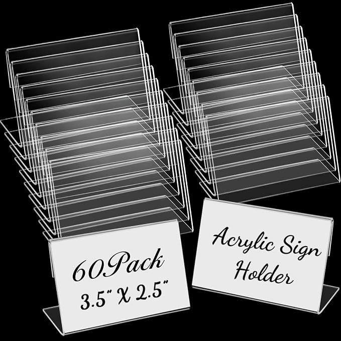 Vicenpal 3.5 x 2.5 Inches Small Acrylic Sign Holder for Office,100 Pcs by Vicenpal