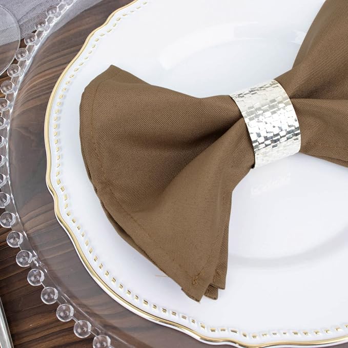 Tableclothsfactory Premium Pack of 5 Taupe Premium 17" x 17" Washable Polyester Napkins Great for Wedding Party Restaurant Dinner Parties - Image 8