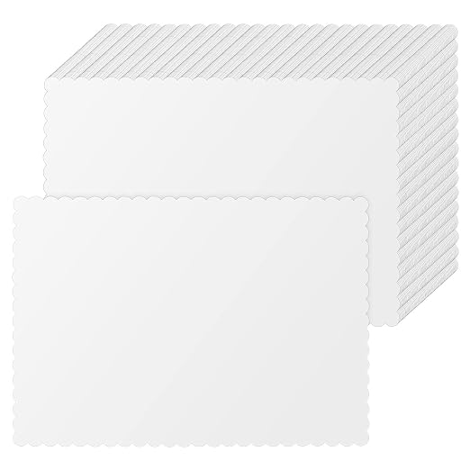 Sabary 500 Pcs White White Disposable Paper Placemats Bulk Scalloped Edge 14.6 x 10.2 Inches Blank Paper Place Mats Bulk Party Blank Table Mat for Adults Holiday Dinning Table Decor by Sabary