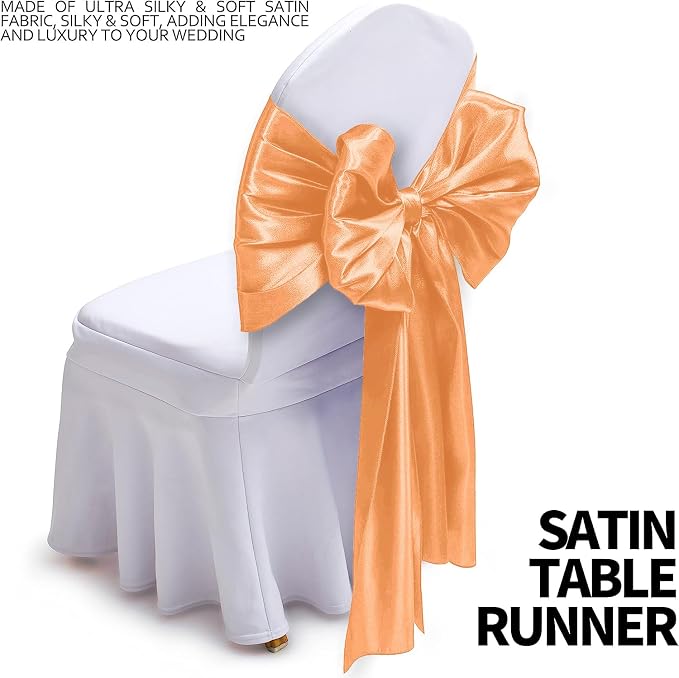 SI Pack of 20 Wedding 12 x 108 inch Satin Table Runner for Wedding, Decorations for Graduations, Engagements, Birthday Parties, Banquets, Runners fit Rectangle, Round Table - Peach - Image 3