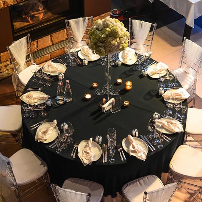 10 Pack Round Tablecloth Black Round Tablecloth 90 Inch Table Cloth Washable Polyester Fabric Bulk Linen Tablecloths Tables Cover for Parties Wedding Banquet Buffet Dinning - Image 4