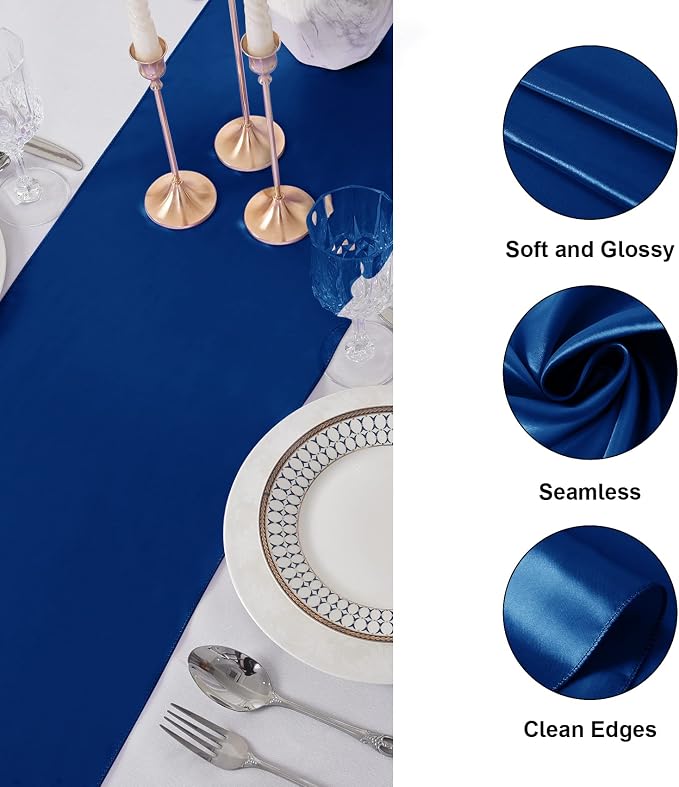 6Pack Table Runner 12 x 108 Inches Satin Silk Table Runner for Wedding, Birthday Party, Banquets, Graduations Decoration, fit Rectange and Round Table-Royal Blue - Image 3