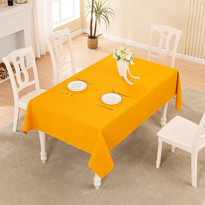 BALCONY & FALCON Rectangle Table Cloth Waterproof Golden 85"x57" | Rectangular Washable Wrinkle Resistant Table Cloth Linen Fabric Tablecloths for Dining Party Kitchen Wedding and Outdoor Use - Image 5