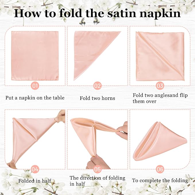 Bailarina 120 Pack Rose Gold Satin Napkins,17x17 Inches Wedding Napkins Square Soft Silky Table Napkins Bulk Decorative Elegant Cloth Napkin for Party Decoration, Banquet,Wedding,Graduation - Image 5