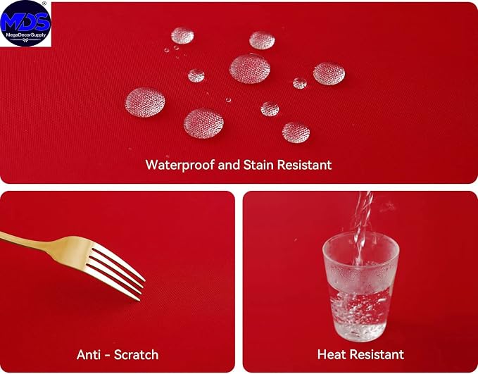 MDS Pack of 10 Rectangle Tablecloth 60 x 60 Inch Polyester Wrinkle Resistant Washable Polyester Table Cloth for Kitchen Dining Buffet Parties, Picnic, Events, Weddings and Restaurants - Red - Image 3