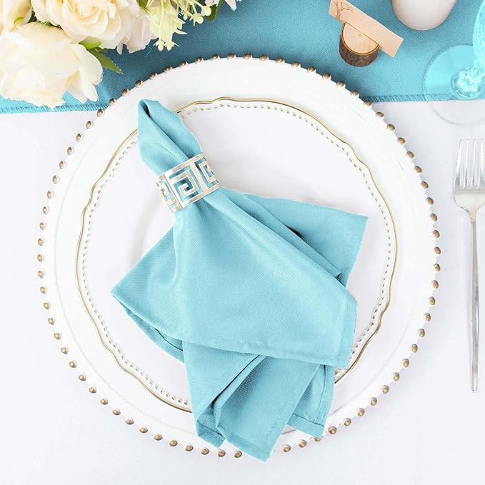 Tableclothsfactory Premium Pack of 100 Blue Premium 17" x 17" Washable Polyester Napkins Great for Wedding Party Restaurant Dinner Parties for Party & Decorations by TABLECLOTHSFACTORY