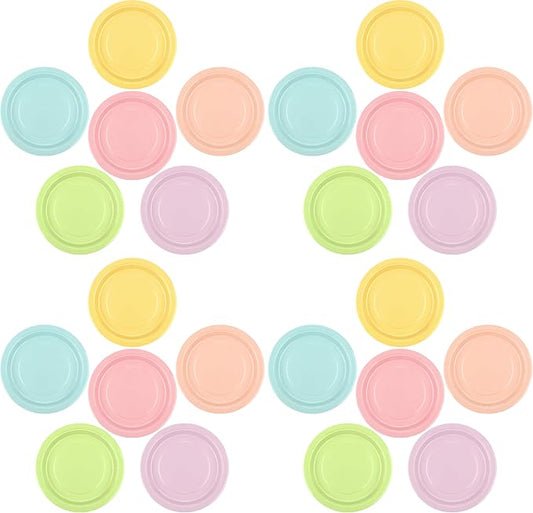 Kochorie 72 Pieces Pastel Rainbow Paper Plates 7 Inch Bulk Paper Plates Disposable Party Tableware Table Decors Party Supplies for Birthday, Dinner, Wedding (Pack of 4) by Kochorie