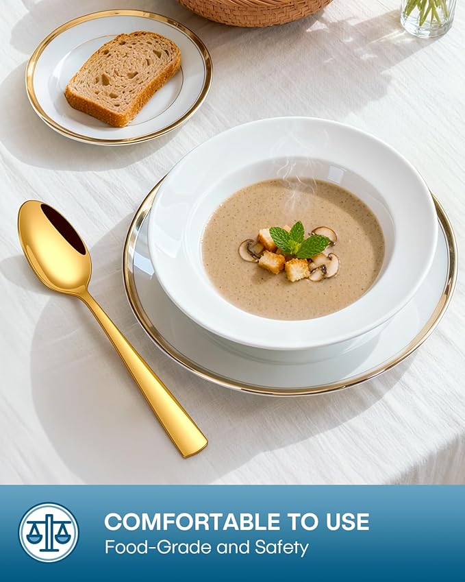 Stapava 40 Pcs Gold Silverware Set, Food-Grade Stainless Steel Flatware Sets for 8 Mirror Polished Cutlery Utensil Sets Include Dinner Knives Spoons and Forks Set Dishwasher Safe for Home Restaurant