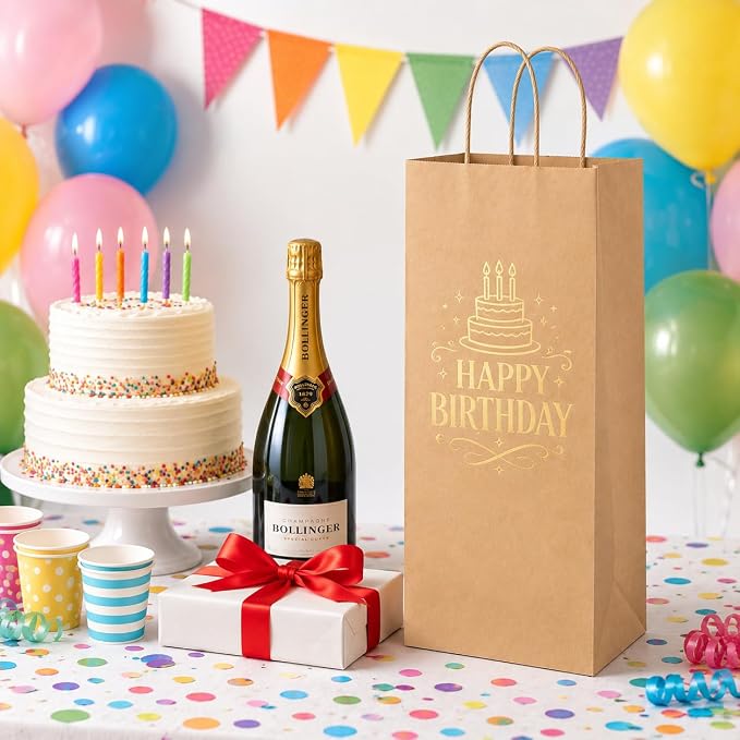 IDIDG Kraft Paper Bags 6x3.25x13 Wine Bags with Handles 100 Pcs Brown Wine Bag Wine Paper Gift Bag Bulk for Gift, Retail, Party Favor(100) - Image 4