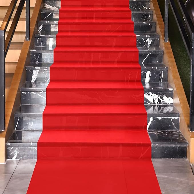 Shappy Red Carpet Runner Rug for Party 55gsm Thickness with 1 Piece Carpet Tape for Wedding Christmas Xmas Christmas Outdoor Accessories, Wedding Party Hallway Rug(2.6 x 60 Feet)