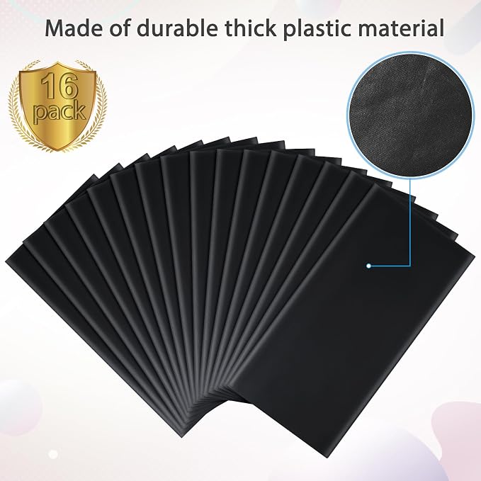 16 Pack Black Plastic Tablecloth for Rectangle Tables, Premium Decorative Black Disposable Table Cloths for Parties, Bulk Rectangle Party Table Cover for Birthday, Wedding, Anniversary, 54 x 108 Inch - Image 4