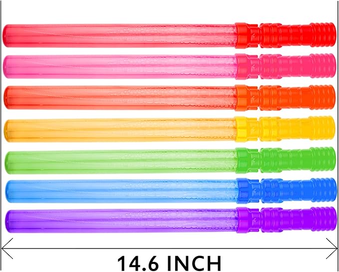 Bubble Wand, 14" Big Bubble Wand Set(14 Pack 7 Colour), Non-Toxic Smelless Bubble Toy for Kids Child Birthday Party Favor Wedding Summer Outdoor Activity Bathroom Bath Toys, by MAPIXO