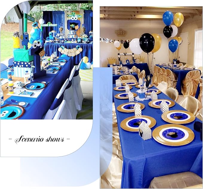 fani 10 Packs Royal Blue Tablecloth - 60 x 126 Inch for 8Ft Tables | Washable Polyester Fabric, Stain Wrinkle Resistant Rectangle Table Cloth for Wedding Banquets Parties Buffet Dining - Image 5