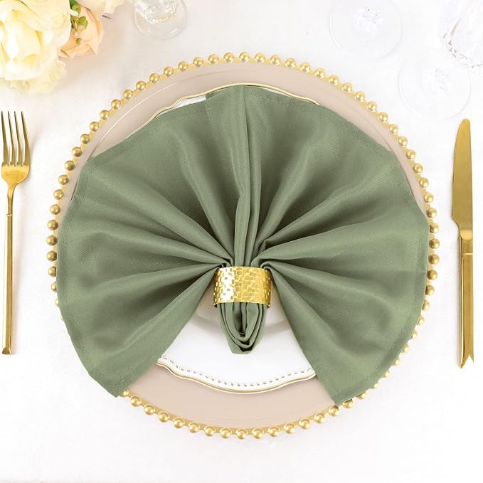 Tableclothsfactory Premium Pack of 5 Eucalyptus Sage Green Premium 17" x 17" Washable Polyester Napkins Great for Wedding Party Restaurant Dinner Parties - Image 3