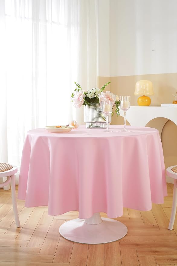 10 Pack Round Tablecloth 90 Inch Pink Tablecloth, Polyester Fabric Washable Table Cloth for Home, Party, Wedding or Restaurant Use. - Image 4