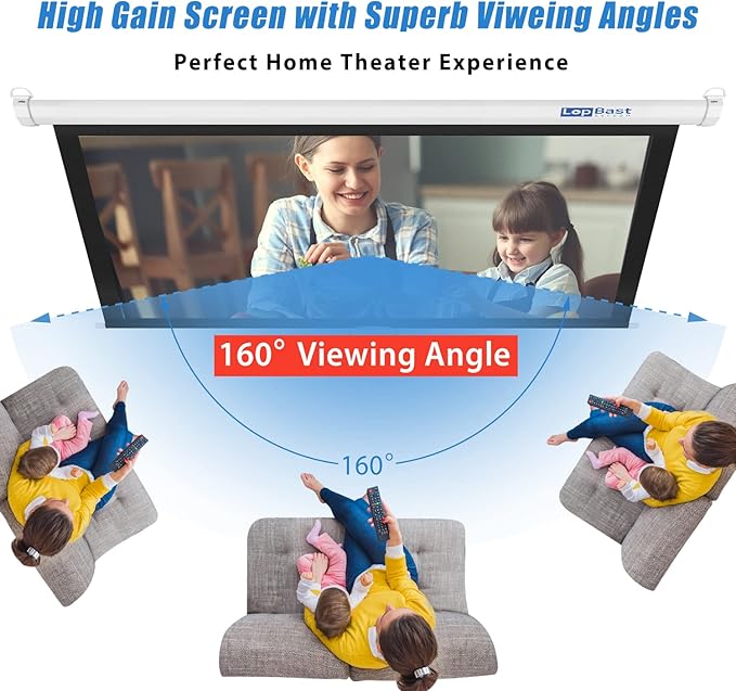 82-INCH Manual Pull Down White Projector Screen 16:9 1.2 Gain Retractable Auto-Locking 4K 8K 3D Ultra HD for Home Theater Movie Office Game Projection Screen with Slow Retract Mechanism