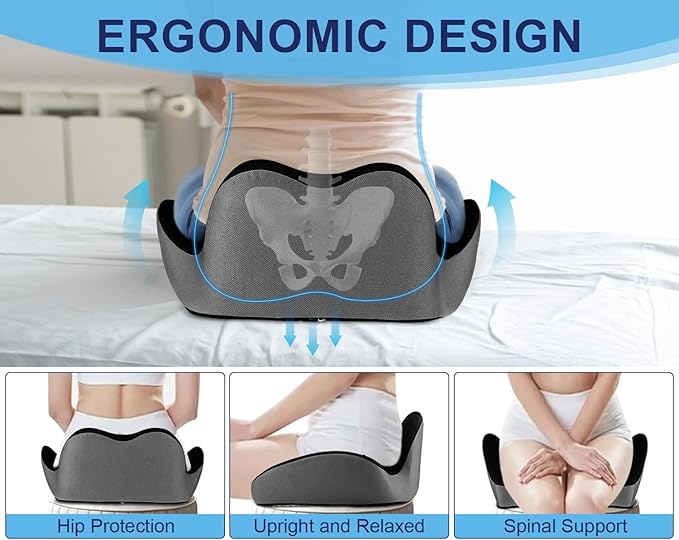 Premium Orthopedic Seat Cushion,X Large Breathable Office Chair Cushion - Enhanced Hip & Tailbone Support,Pressure Relief Sciatica & Leg Relief Let 8+ Hour Sitting Comfort, for Office/Game/Wheelchair