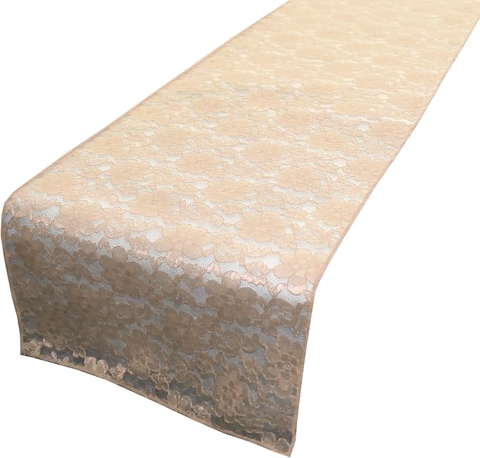 Zen Creative Designs 10 Pack Floral Lace Table Runner Sheer Lace Event Party Wedding Table Decor (12" by 108", Beige) by ZenCreativeDesigns