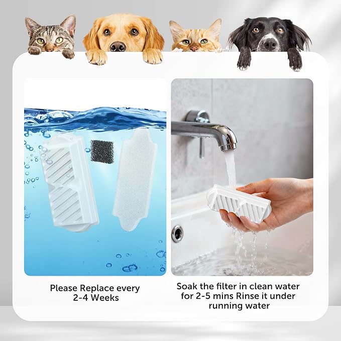 (18 Pack) 6 Sets Ceramic Cat Water Fountain Replacement Filters, Pet Fountain Replacement Filters for 2.2L/74OZ Ceramic Fountain(White)