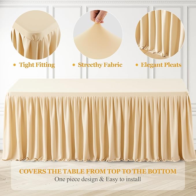Shillance 2 Pack Champagne Table Clothes for 4 Foot Rectangle Tables, Premium Polyester Rectangle Tablecloth Wrinkle Resistant Washable Table Cover for Wedding, Party, Dining,Banquet,Buffet Tables - Image 4