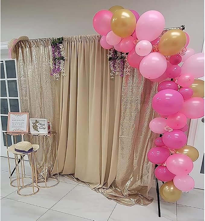 Champagne Backdrop Curtain 2FTx8FT 4 Panels Sequin Backdrop Curtain Glitter Backdrop Photo Background for Wedding Baby Shower Parties - Image 2