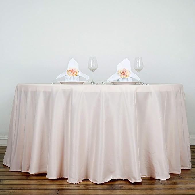 10 pcs 132 inch Blush Round Polyester Tablecloths Fabric Table Cover Linens | 132" Washable Fabric Table Cloth Covers for Wedding Party Polyester Reception Buffet Events Catering Dining Kitchen Dining - Image 2