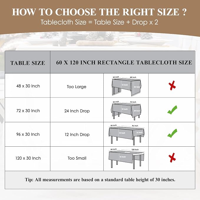 2 Pack White Rectangle Tablecloths 60x120 Inch for 8ft Tables | Washable Decorative Linen Polyester Table Cover for Dining Tables, Banquets Buffets Parties and Weddings - Image 2