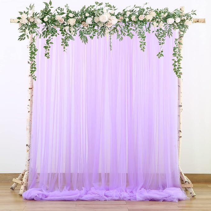 Lavender Tulle Backdrop Curtains for Parties Baby Shower Birthday Wedding 10ft X 8ft Sheer Backdrop Curtains for Butterfly Elephant Memaid Photoshoot Decorations 2 Panels 5ft x 8ft - Image 7