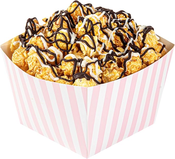 Restaurantware Square Pink And White Stripe Paper Snack Box, 200 Pack - Image 10