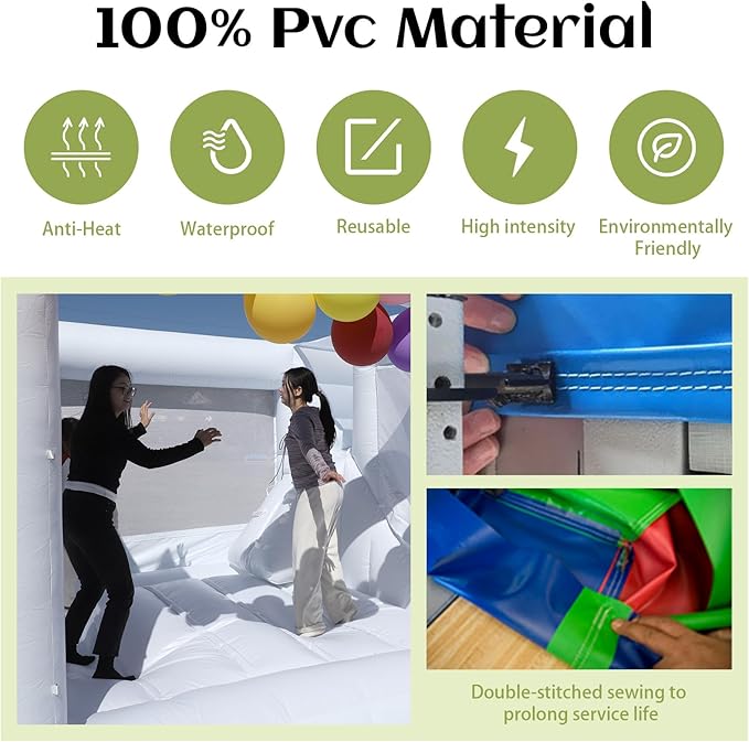 White Bounce House for Adults Kids,13.12FT Heavy Duty 100% PVC Commercial Bounce House with Big Slide and Ball Pit for Backyard,Birthday Party,Wedding,Outdoor Game with 950w Blower