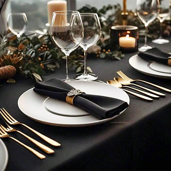 6 Pack Black Table Cloth for Rectangle Tables,60x102 inch-Washable and Reusable Table Cloths for 6-8 Ft Rectangle Table,Polyester Fabric Table Cover for Party,Wedding,Buffet - Image 6