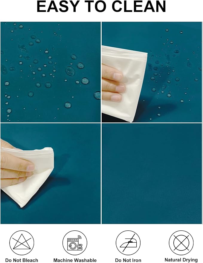 Fokitut 2 Pack Waterproof Rectangle Tablecloth, 90x132 Inch,Stain Resistant and Wrinkle Polyester Table Cloth, Fabric Table Cover for Kitchen Dining, Wedding, Party, Holiday Dinner-Caribbean Blue - Image 2